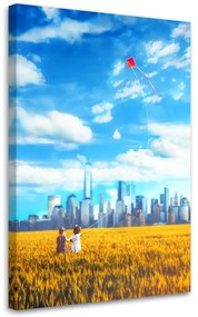 Gario Obraz na plátne Lúka Deti Kite City Sky - Bryantama Art Rozmery: 40 x 60 cm