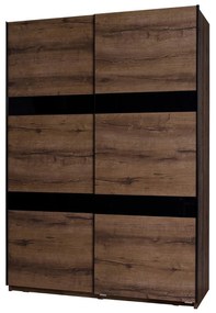 Skriňa Verdek SZ150 VD12, Farby: dub monastery / dub monastery + čierny lesk, Osvetlenie: osvetlenie LED, Systém tichého zatvárania: áno, Zrkadlo: nie