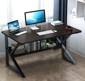 Počítačový stôl v čiernej farbe s policou