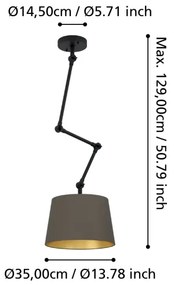 Eglo 390198 - Luster na tyči PISTUNIO 1xE27/40W/230V hnedá