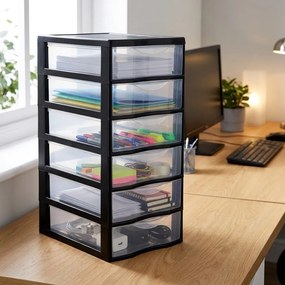 Úložný box so 6 zásuvkami, antracitová farba, OFFICEMIX