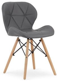 Jedálenská stolička LAGO ekokoža sivá (hnedé nohy)