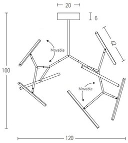 Zambelis 2072 - LED Stmievateľný luster na tyči LED/68W/230V čierna