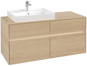 VILLEROY &amp; BOCH Collaro závesná skrinka pod umývadlo na dosku (umývadlo vľavo), 4 zásuvky, s LED osvetlením, 1200 x 500 x 548 mm, Nordic Oak, C082B0VJ