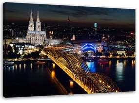 Obraz na plátně Kolín nad Rýnem v noci - 120x80 cm
