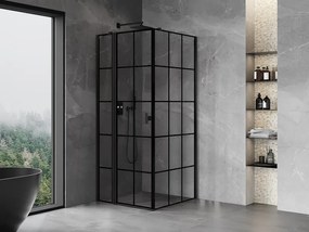 Mexen Mist T, sprchový kút s krídlovými dverami, ľavý, 85 x 85 cm, 8mm číre sklo, čierny profil, 8A4T-085-085-70-77-L