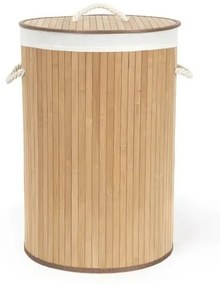 Compactor Bambusový kôš na bielizeň s vekom Compactor Bamboo - okrúhly, prírodný, 40 x 60 cm