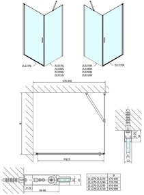 Polysan, Zoom Line obdĺžniková sprchová zástena 700x800mm L/P varianta, ZL1270ZL3280