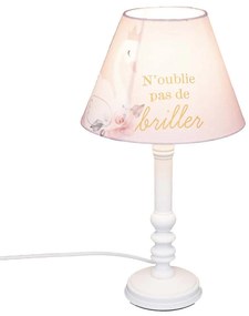 Atmosphera Créateur d'intérieur Detská nočná lampa Princess Labuť s látkovým tienidlom a borovicovým podstavcom