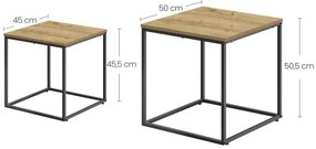Sada 2 konferenčných, štvorcových stolíkov OSKAR čierne nohy