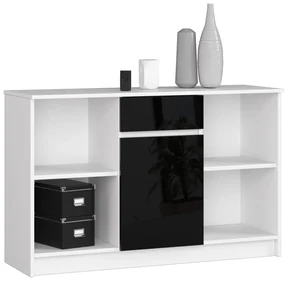 Komoda Briar  (biela + čierny lesk). Akcia -20%. Vlastná spoľahlivá doprava až k Vám domov. 1069871