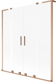 Mexen Velar L Duo, 2-krídlová posuvná vaňová zástena 140 x 150 cm, 8mm sklo námraza, medená matná, 896-140-003-32-65