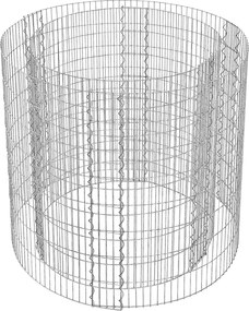 Gabion, okrúhly kovový kamenný kôš, strieborný