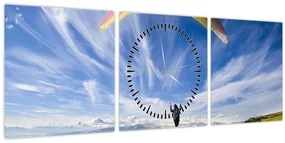 Obraz - Paragliding (s hodinami) (90x30 cm)