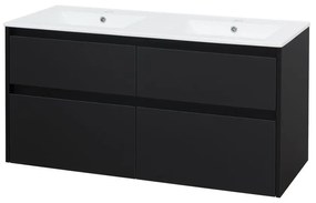Mereo Mereo, Opto, kúpeľňová skrinka s keramickým umývadlom 121 cm, čierna matná, MER-CN943