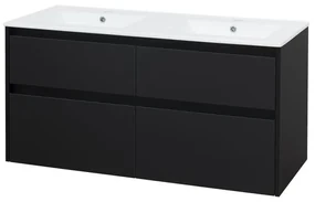 Mereo Mereo, Opto, kúpeľňová skrinka s keramickým umývadlom 121 cm, čierna matná, MER-CN943