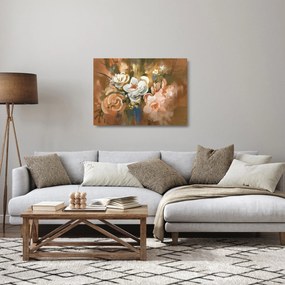 Sklenený obraz - Maľovaná kytica kvetov (70x50 cm)
