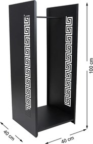 Kovový stojan na drevo Kely, 40x100 cm, čierna