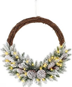 Snehová zimná vence s teplými LED svetlami