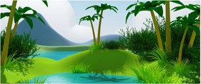 Obraz - Jazerá v jungli (120x50 cm)