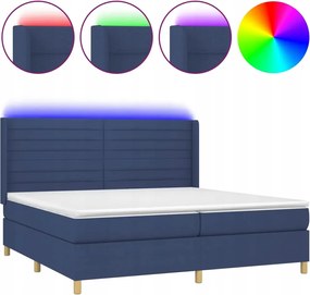vidaXL Kontinentálna posteľ s matracom, modrá, 200 x 200 cm, látka