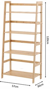 Bambusový regál so 4 policami 57 x 30 x 120 cm