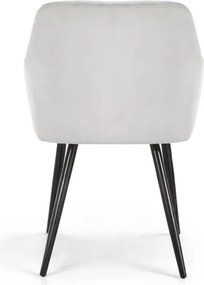 Sada štyroch jedálenských stoličiek VELTO zamatové, sivé / čierne nohy (4 ks)