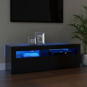 TV skrinka s LED svetlami lesklá čierna 120x35x40 cm