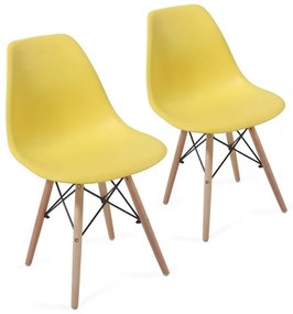 Sada stoličiek s plastovým sedadlom, 2 ks, žlté