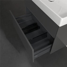 VILLEROY &amp; BOCH Collaro závesná skrinka pod umývadlo, 2 zásuvky, s LED osvetlením, 754 x 444 x 546 mm, Glossy Grey, C010B0FP