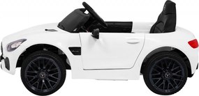 Ramiz Mercedes Benz GT batéria pre deti biela + diaľkové ovládanie + pomalý štart + MP3 LED