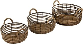 Drôtené obmotané úložné koše s ušami Parien - Ø 39*15 / Ø 34*13 / Ø 29*11 cm