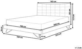 Zamatová posteľ 160 x 200 cm sivá LANNION Beliani