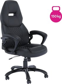 Kancelárske kreslo, čierna ekokoža, nosnosť 150 kg, HEVYR