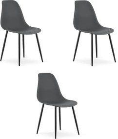 Set troch jedálenských stoličiek WAT tmavosivý - čierne nohy (3 ks)