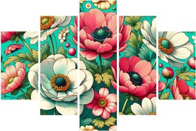 Obraz - Kvety na modrom pozadí (150x105 cm)