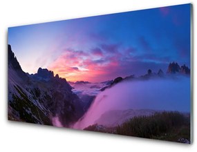 Skleneny obraz Hmla hory východ slnka 140x70 cm