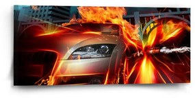 Sablio Obraz Auto v plameňoch - 110x50 cm