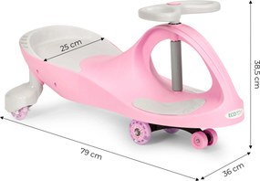 Gravitačné odrážadlo ECOTOYS s LED kolesami, ružové, 360° riadenie, od 3 rokov