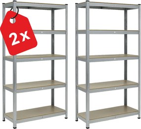 Regál 180x60x40 cm pozinkovaný 5-policový, nosnosť 875 kg - 2ks