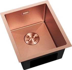 Mexen Trixo, 1-komorový nerezový drez 370 x 440 mm, brúsená meď, vzor voština, 6412371000-65HC