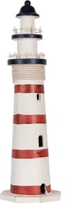 Bielo-červená drevená dekorácia maják Lighthouse Nautic - Ø 15*48 cm
