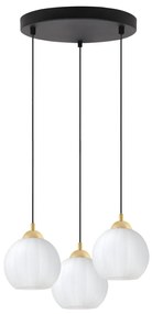 Závesné svietidlo Costa, 3x biele sklenené tienidlo, b/g, o