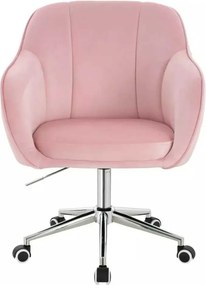 LuxuryForm DESIGN Stolička AVOLA VELUR na striebornej podstave s kolieskami - svetlo ružová