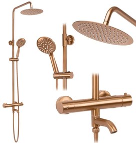 REA-P8807 - Sprchový set s termostatickou batériou LUNGO, kartáčovaná meď