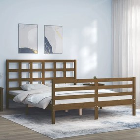 Posteľný rám s čelom medovohnedý 5FT King Size masívne drevo 3193994