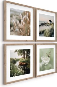 Tlačené obrazy v súprave 4 ks s rámom 30x30 cm Subtle Nature – Styler