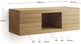 Nízka závesná skrinka pod umývadlo z teakového dreva v prírodnej farbe 120x40 cm Yenit – Kave Home