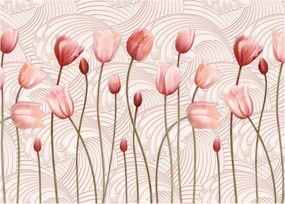Sklenený obraz - Ružové tulipány (70x50 cm)