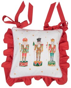 Bavlnený podsedák s volánikmi a luskáčikmi Happy Little Christmas - 40*40 cm